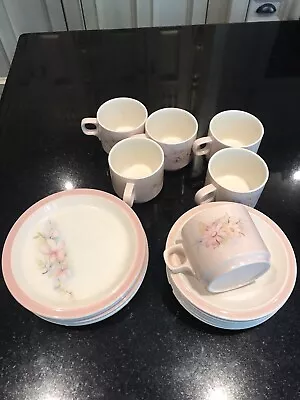 Buy Rare-Hornsea Pottery - Pink Floral Pattern , 6 Cups,6 Saucers And 5 Side Plates • 15£