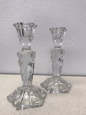 Buy Vintage Crystal  Glass Candle Holders Beautiful Pair Large Christmas • 9.39£