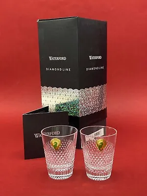 Buy Waterford Crystal Diamond Line Cut Boxed Pair Of 90ml Shot Glasses • 65£