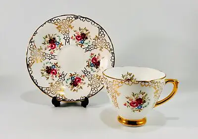 Buy Vintage Royal Trent Fine Bone China Gilded Floral Bouquet Tea Cup & Saucer Set • 22.64£