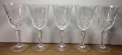 Buy Set Of 5 Fine Crystal Cristal D’Arques Wine Glasses Masquerade Cut • 24.99£