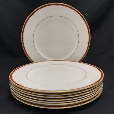 Buy Wedgwood Colorado Dinner Plates Set 10.75  White Bone China Red Trim X8 RMF05-GB • 22.55£