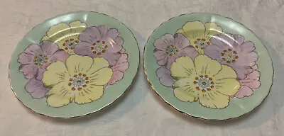 Buy 2 X Tuscan Plant Floral Pattern Beautiful Art Deco Hand Painted Side Plates • 24.95£