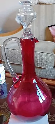 Buy 2 Vintage ( Antique?) Ruby Cranberry Glass Small Decanters With Stopper  • 65£