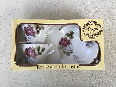 Buy Argyle Bone China Rubby Wedding 2 Set Of Cup & Saucer New With Box • 3.99£