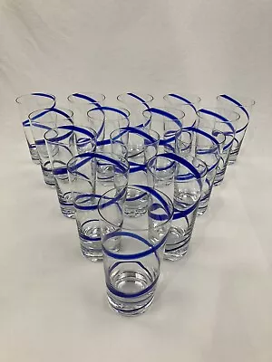 Buy Pier 1 Swirline Cobalt Blue Swirl Drinking Glasses Tumblers 6 3/8  Tall • 19.06£