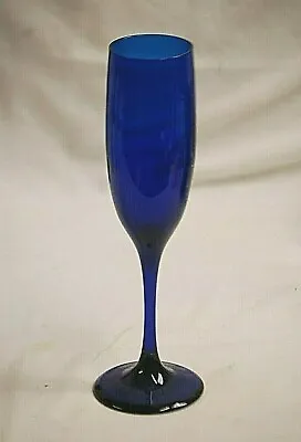 Buy Elegant Deep Cobalt Blue Champagne Flute Glass Stem Glassware 8-3/4” Tall • 20.89£