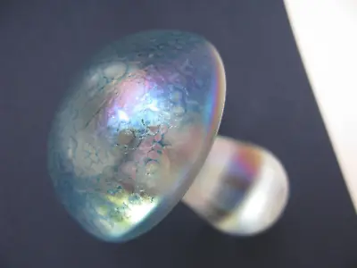 Buy John Ditchfield Iridescent Lovely Art Glass Small Aqua Mushroom Label On • 50£