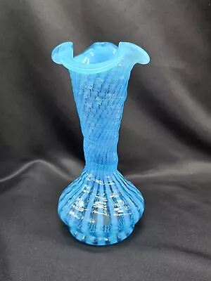 Buy Fenton Spiral Optic Blue Opalescent Glass Vase 7.5  Circa 1939 • 33.20£