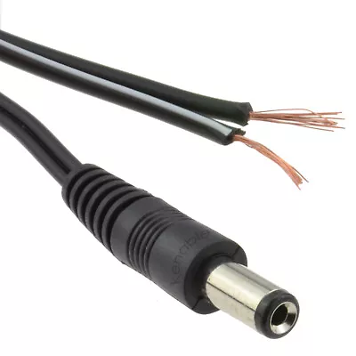 Buy 2.1mm X 5.5mm Male DC Plug To Bare Ended Power Cable 1.5m/2m/3m/5m • 2.93£
