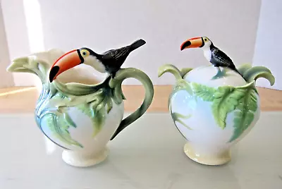 Buy Franz Porcelain Paradise Calls Toucan Sugar Jar FZ00344 & Creamer FZ00345 • 152.50£