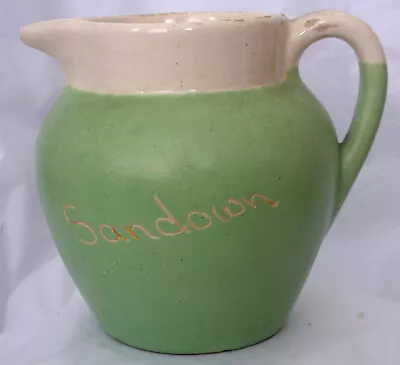 Buy Vintage Green Devon Souvenir Jug: Sandown -  Devonmoor Pottery • 13£