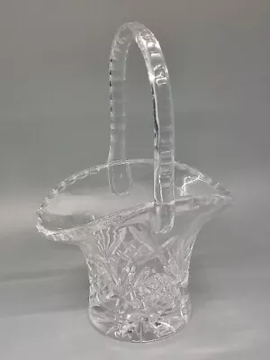 Buy 🌟💐Vintage Heavy Lead Crystal Cut Glass Basket Vase With Handle💐🌟 • 27.50£