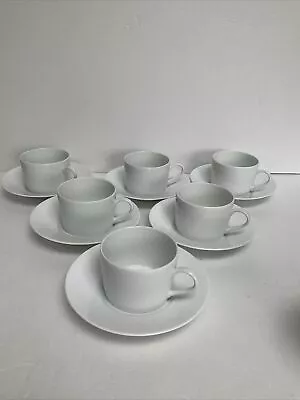 Buy 6 X Limoges France Cup And Saucer Bone China White Coffee Cups - Made In France • 45£