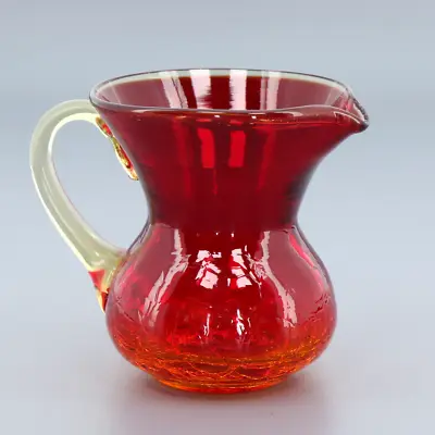 Buy Vintage Pilgrim Amberina Red Crackle Glass Miniature Pitcher Shape Vase #546 • 11.34£