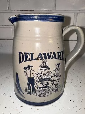 Buy Delaware Westerwald Stoneware Pottery Pitcher Blue Signed And Numbered 01 • 47.94£