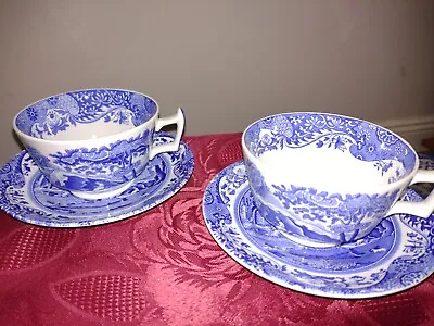 Buy 6 X Cup And Saucers  - Blue Italian From  Spode - Vintage • 45£