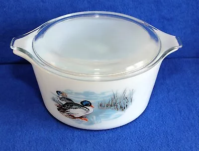 Buy Vintage JAJ PYREX  Casserole Dish With Glass Lid Duck Wild Foul Design 19 X 5cm • 12£