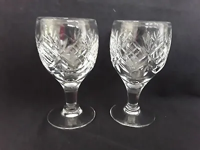 Buy 2 Crystal Cut Glass Wine Glasses - Fans & Diamonds • 5.99£