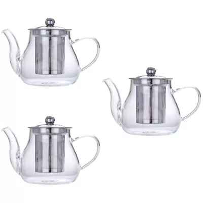 Buy  3 Sets Portable Water Kettle Glass Teapot With Infuser Thicken • 30.98£
