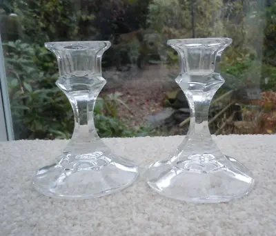 Buy Pair Of Vintage Glass Candlesticks • 6.50£