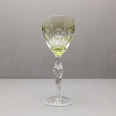 Buy Bohemian Cased Citrus Green Crystal Cut To Clear Hock Wine Glass 8  20.3 Cm Tall • 39.99£