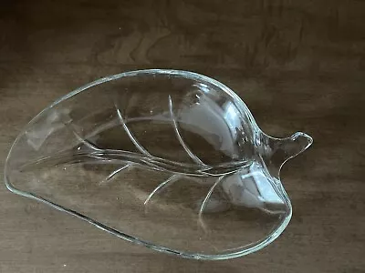 Buy Vintage Pressed Glass Clear,  Long Leaf Candy Or Nut Dish • 7.54£