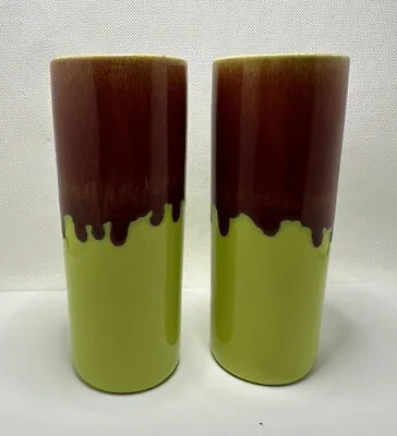 Buy Vintage Pair Of Allens Of California Drip Glaze Tequila Sunrise Pottery Tumbler • 19.29£