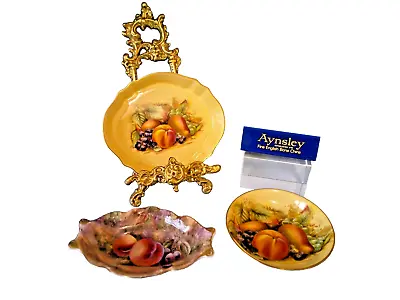 Buy Vintage Aynsley China Orchard Gold Fallen Fruit Pattern Trinket Dishes • 25£