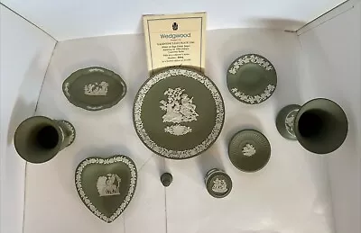Buy Wedgwood Sage Green Jasper Ware Job Lot 9 Pieces, Inc Limited Edition Plate 1986 • 30£