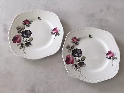 Buy Pair Of Vintage Alfred Meakin Glo-White Plates Roses Pattern • 5£
