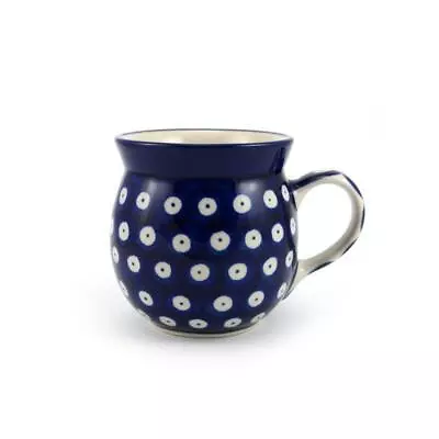 Buy Small Round Mug - Blue Eyes/Blue With White Spots - 240ml - Polish Pottery • 18.50£