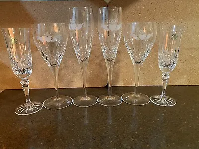 Buy 7 Galway Crystal Claddagh Friendship Champagne Flutes Wine Glasses • 95.19£