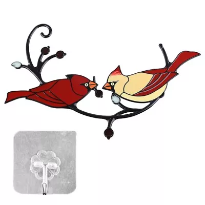 Buy Cardinals Birds Stained Glass Ornament Wall Decor Layout Home Decoration • 9.74£