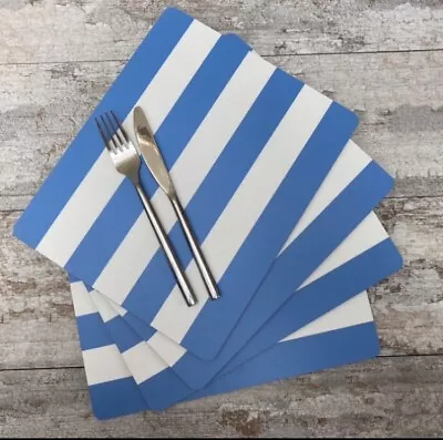 Buy Cornishware Inspired Blue Striped Placemats X 4 • 38£