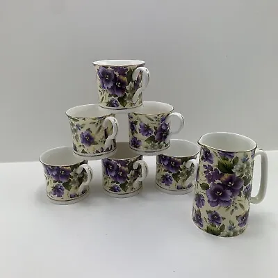 Buy Staffordshire Associated Potters Fine Bone China Floral Cups And Milk Jug • 18.99£