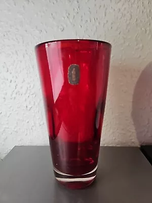Buy Vintage Whitefriars Tapered Optic Glass Vase Red Pat 9584 Geoffrey Baxter • 0.99£