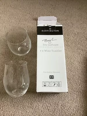 Buy Dartington Crystal Signature Glass Stemless Wine Tumblers Whiskey Water X2 VGC • 6.50£