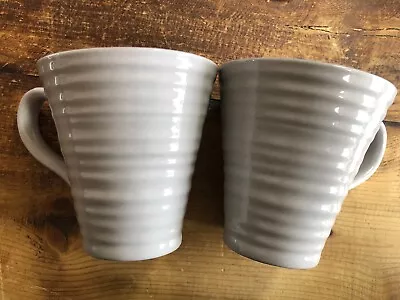 Buy SOPHIE CONRAN Portmeirion Two Large Ripple Mugs, 11cm Height Grey. • 17.50£