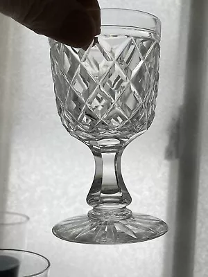 Buy Antique 1850s Blown Cut Flint Glass Wine Stem Goblet Table Diamond Brooklyn • 30.35£