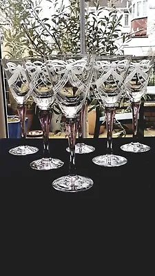 Buy 6 Stunning Tall Heavy Royal Brierley Crystal Long Stem Wine Goblets Glasses • 90£