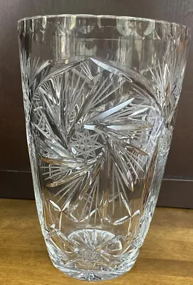 Buy Gorgeous Cut Lead Crystal Glass 8.75” Vase W/ Pinwheel Star & Wheat Design • 71.24£