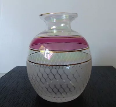 Buy Vintage Art Glass Vase With Cranberry Flash • 12£
