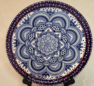 Buy Del Rio Salado Geometric Hand Painted In Spain 12  Serving Plate Red & Blue • 18.25£