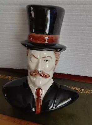 Buy Rare,Vintage Moorland Pottery, Wall Mask Of A Gent In Top Hat, Hand Painted, 😊 • 35£