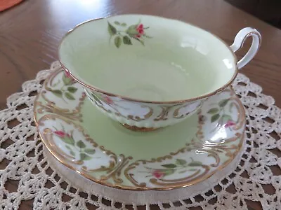 Buy Extremely Rare Vintage Foley Pink Tea Rose Cup & Saucer On Mint Green Gikt Exc • 38.42£