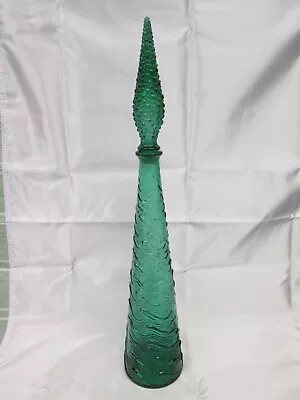 Buy Very Nice Vintage  Italian Green Wave Genie Bottle Decanter 22.25  Tall. • 25£