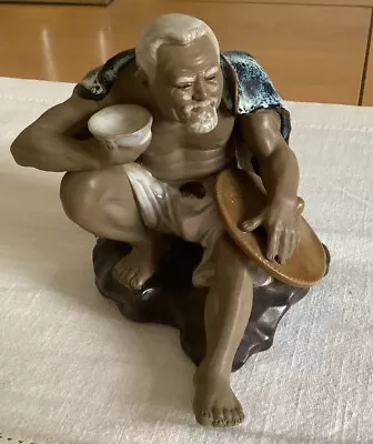 Buy Vintage Hand Painted Chinese Mudman Figure Man With A Rice Bowl • 20£