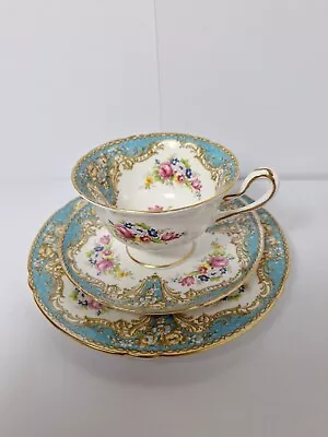 Buy Shelley Turquoise Regal Tea Trio 13389 Small Chip To Rim Of Cup • 10£