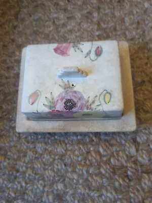 Buy RARE EARLY E Edward Radford - Square Handpainted Floral Butter Dish Pattern UM • 19.99£